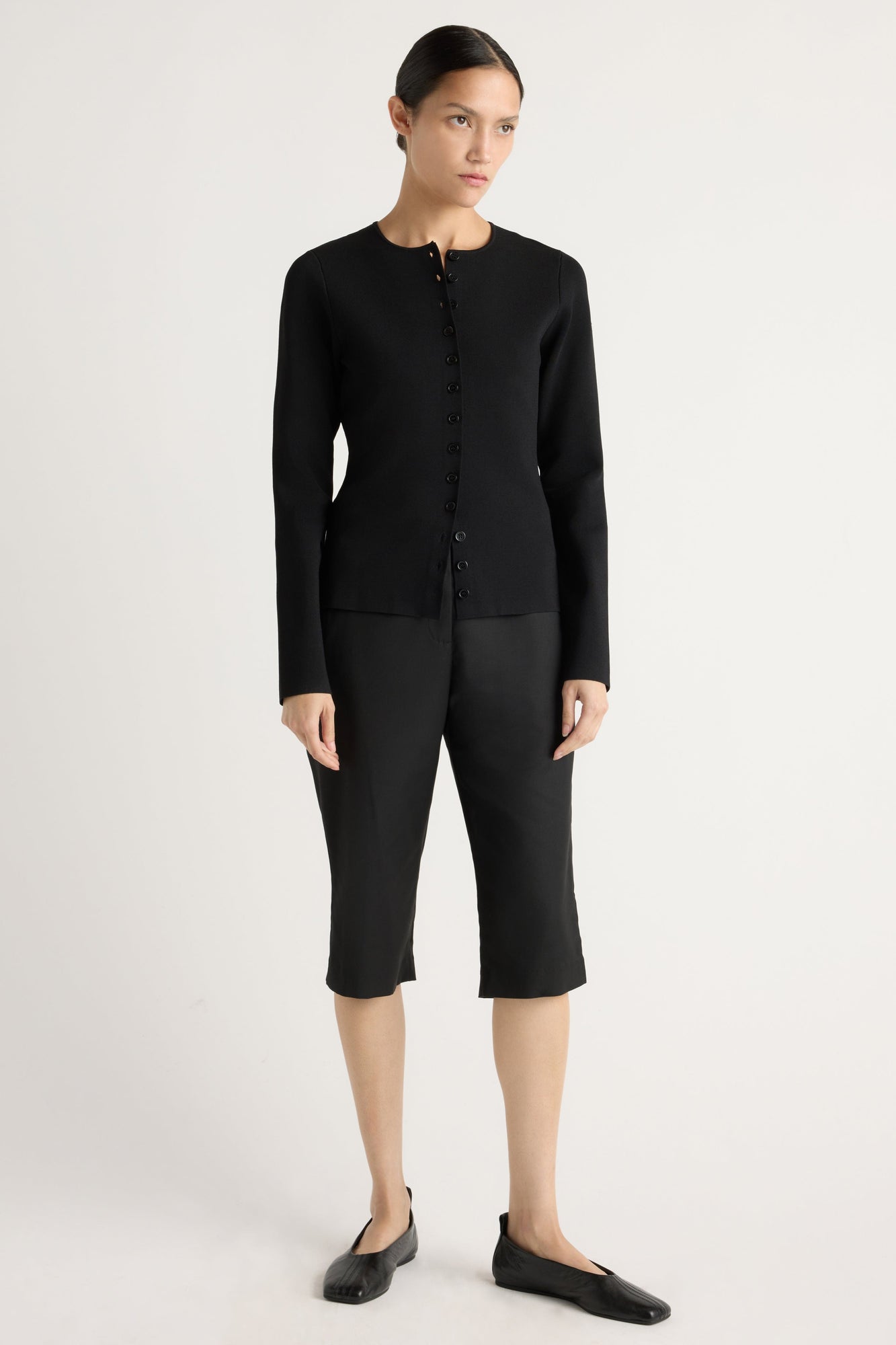 Charla Button Milano-Stitch Sweater | Black