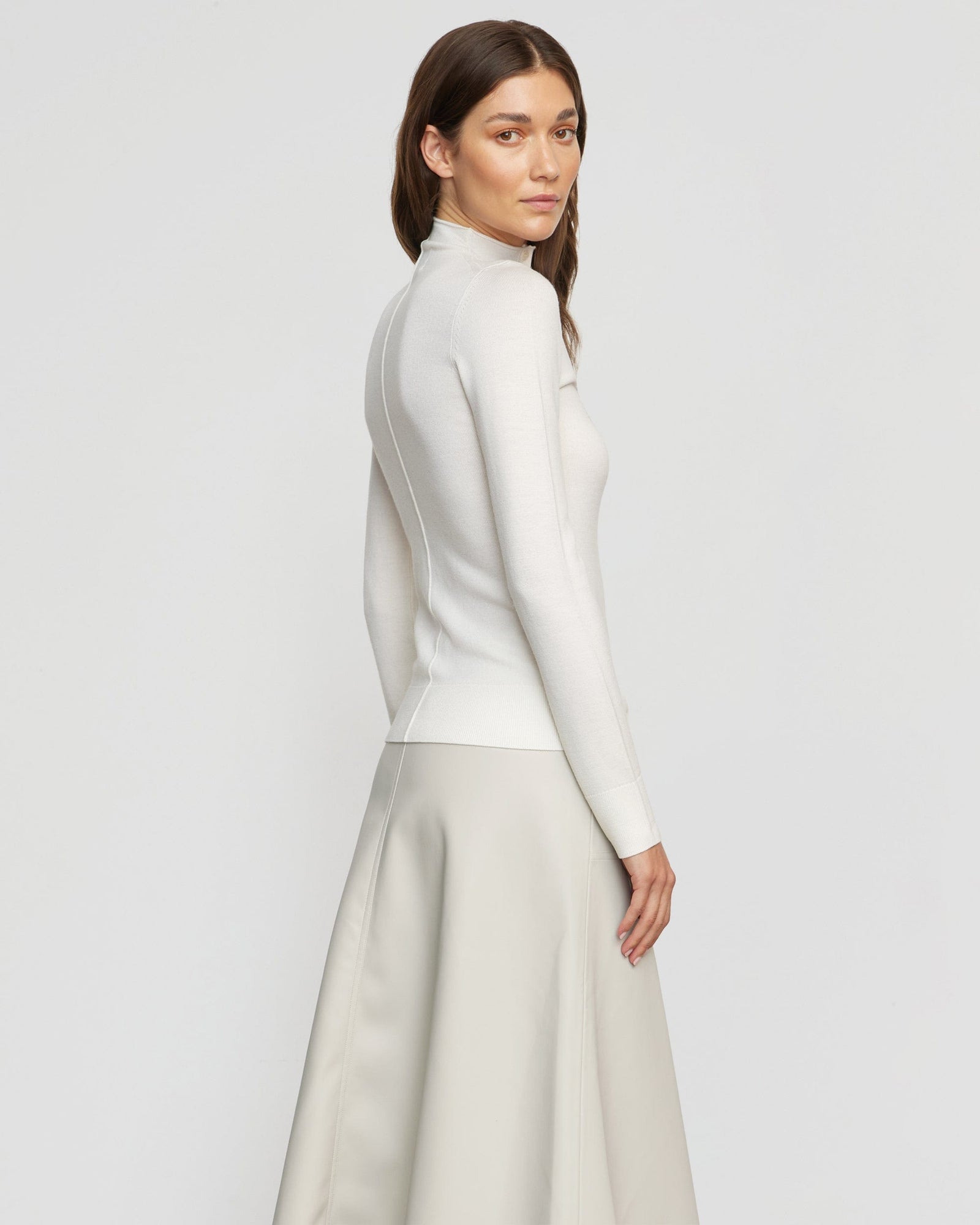 Renee | Charlene Wool Button Mock-Neck Sweater in Size Small