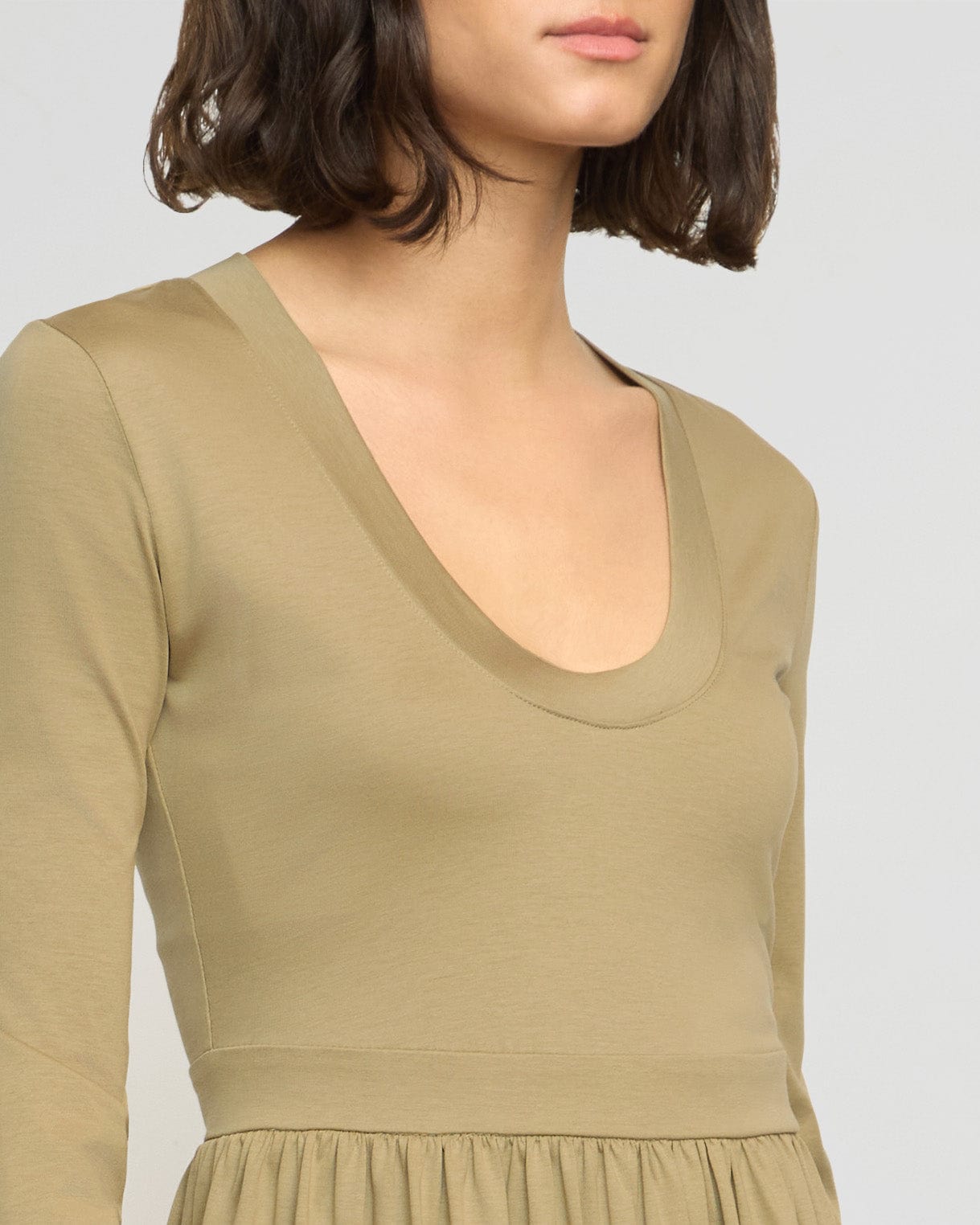 Cherie U-Neck Jersey Dress | Light Sage