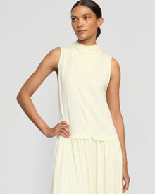 Vanessa | Chinon Drop-Waist Gathered-Neck Dress in Size Small