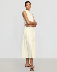 Vanessa | Chinon Drop-Waist Gathered-Neck Dress in Size Small