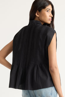 Arya | Claudine Pintuck-Pleated Blouse in Size Small