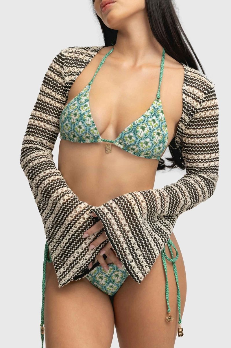 Women | Corinne Knit Shrug | Black and Cream