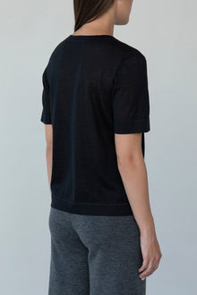 Crew Neck Sweater Tee | Black