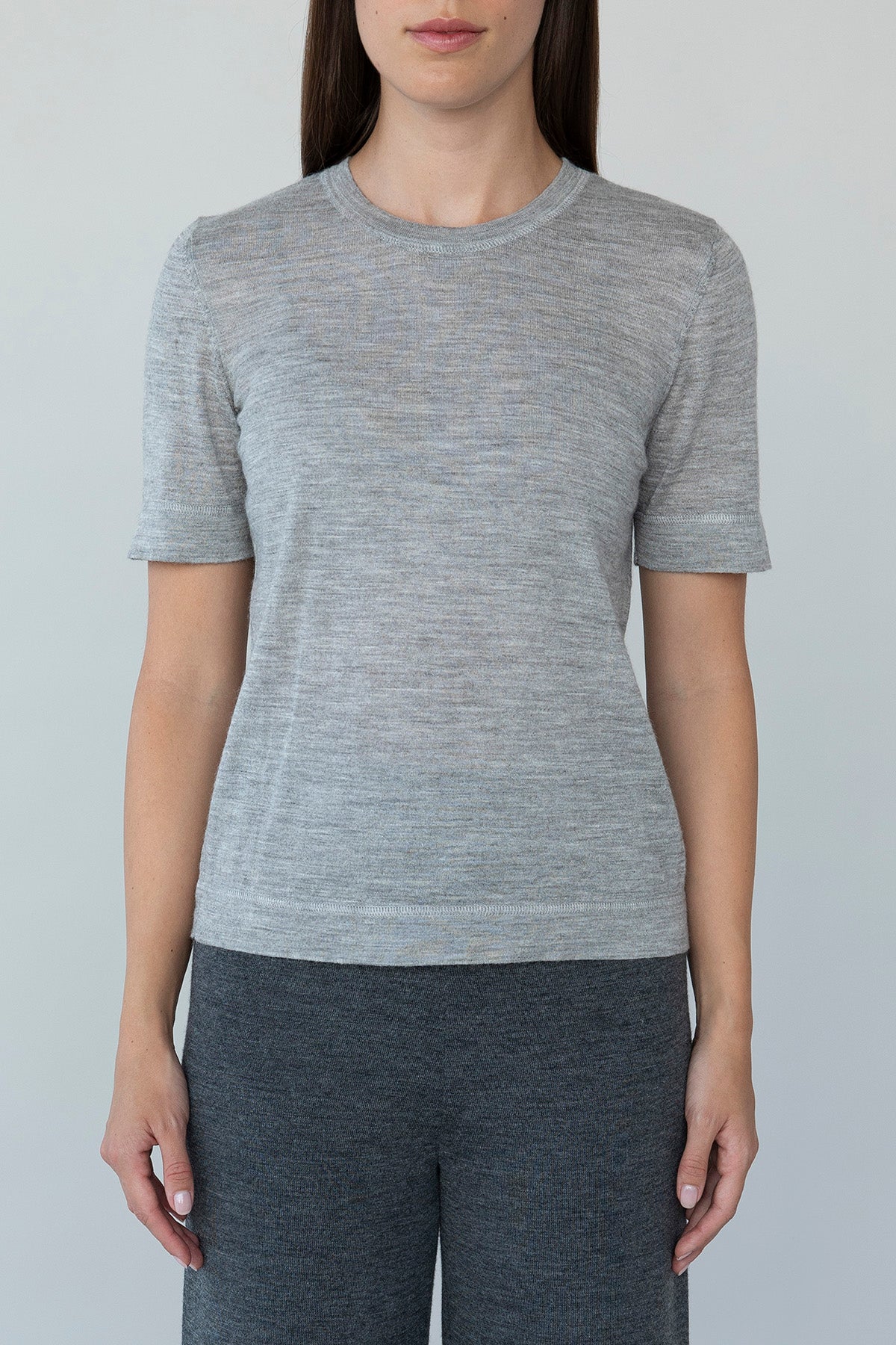 Crew Neck Sweater Tee | Fog Grey Heather