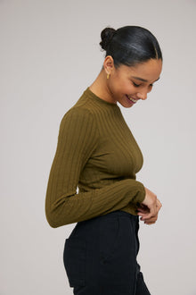 Long Sleeve Crop Crew Neck - Deep Rosemary