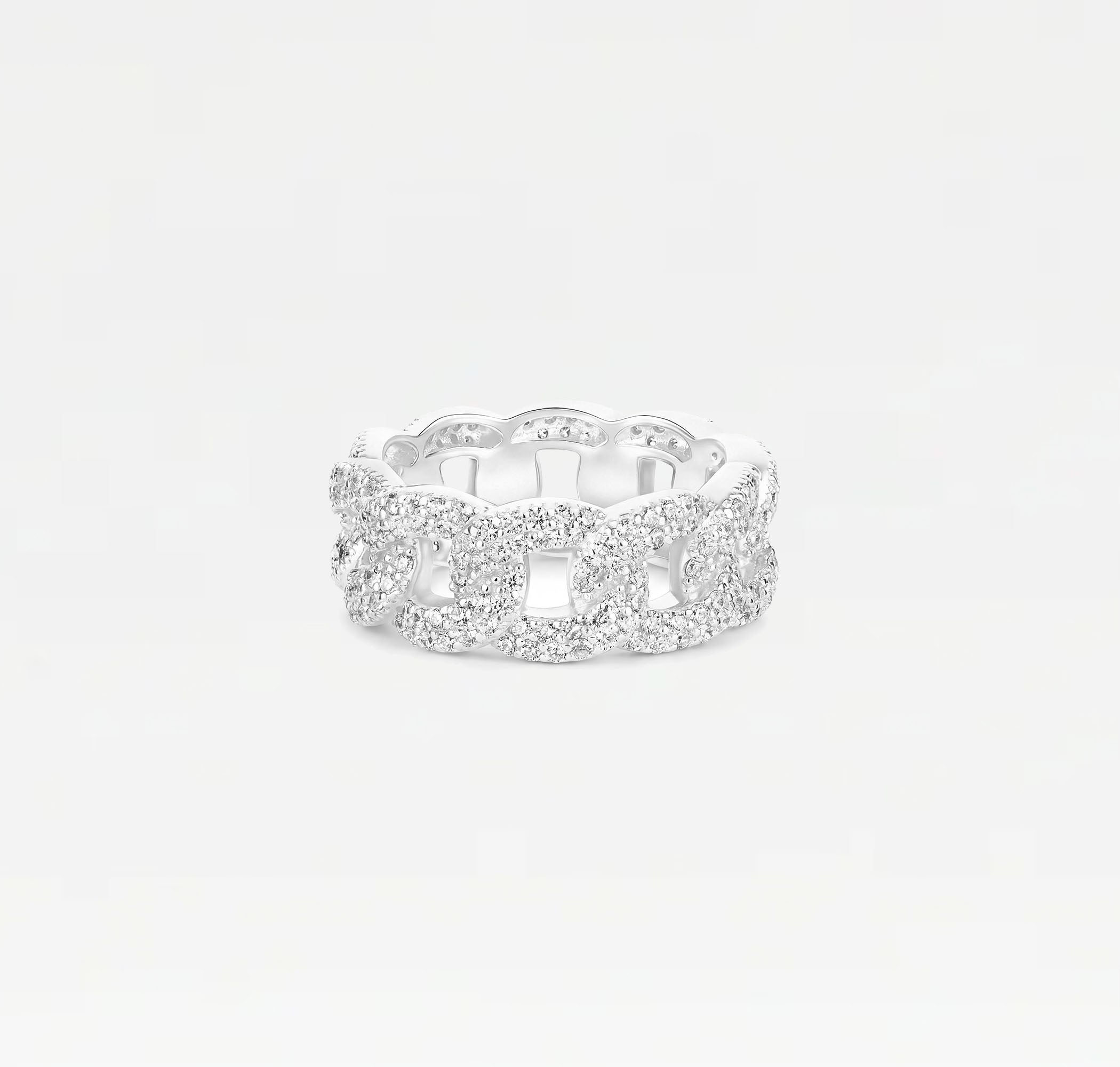 The Iced Out Cuban Link Ring | Rhodium Plated Brass