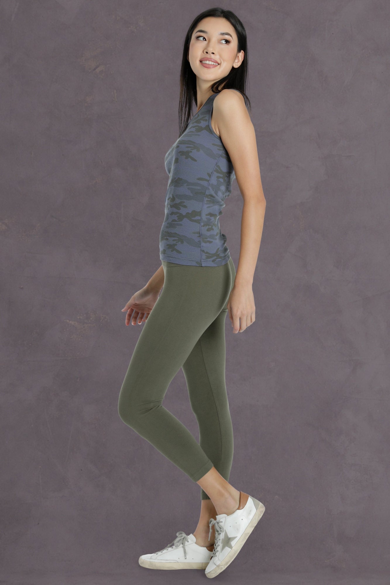 Women | Camo Ribbed Tank | Dusk
