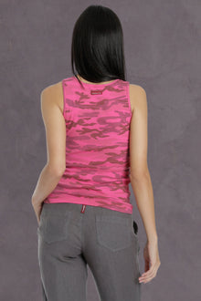 Women | Camo Ribbed Tank | Ultra Pink