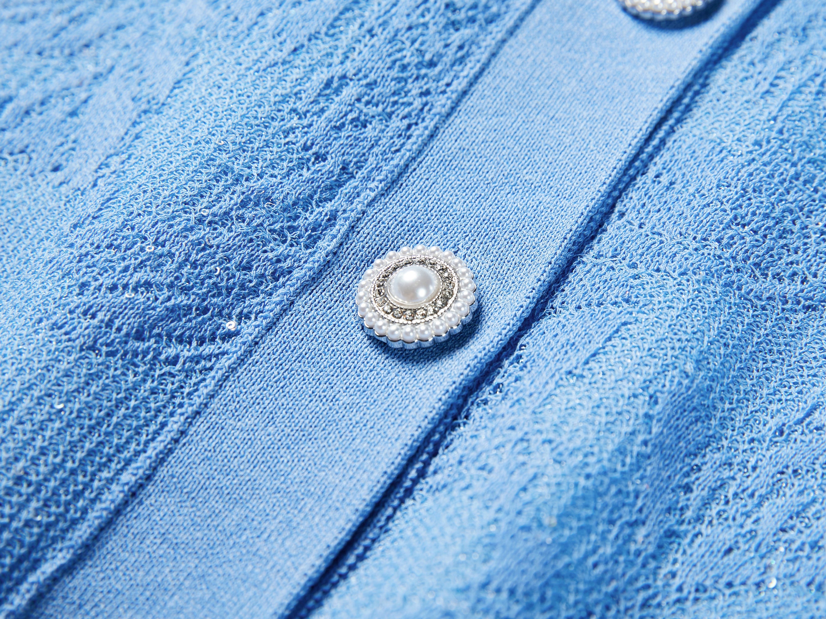 Embossed Slim Knit Cardigan | Blue