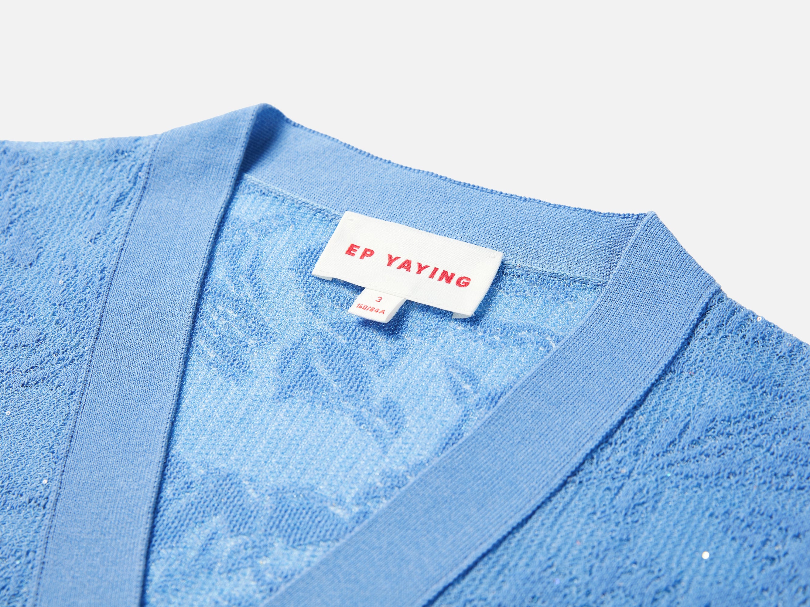 Embossed Slim Knit Cardigan | Blue