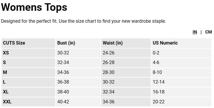 Product size guide