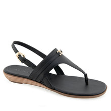 Gemal Sandal Flat | Black Leather