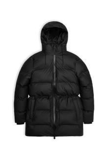 Rains Alta Long Puffer String W Jacket Black Jacket