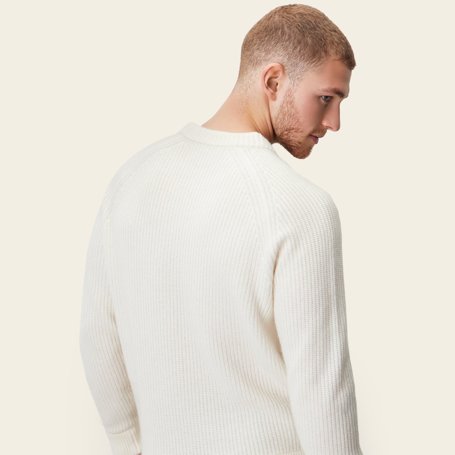 Aidan Chunky Cashmere Crewneck | Ivory | Mens