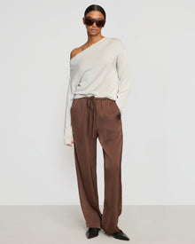 Luisa | Dana Stretch-Waist Satin Pant in Size Medium