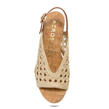 Clora Sandal Block Heel | Natural/Tan Crochet Raffia/Faux Nappa