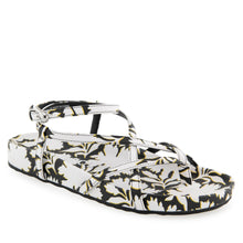 Leera Sandal Footbed | White/Black Printed Floral Faux Leather
