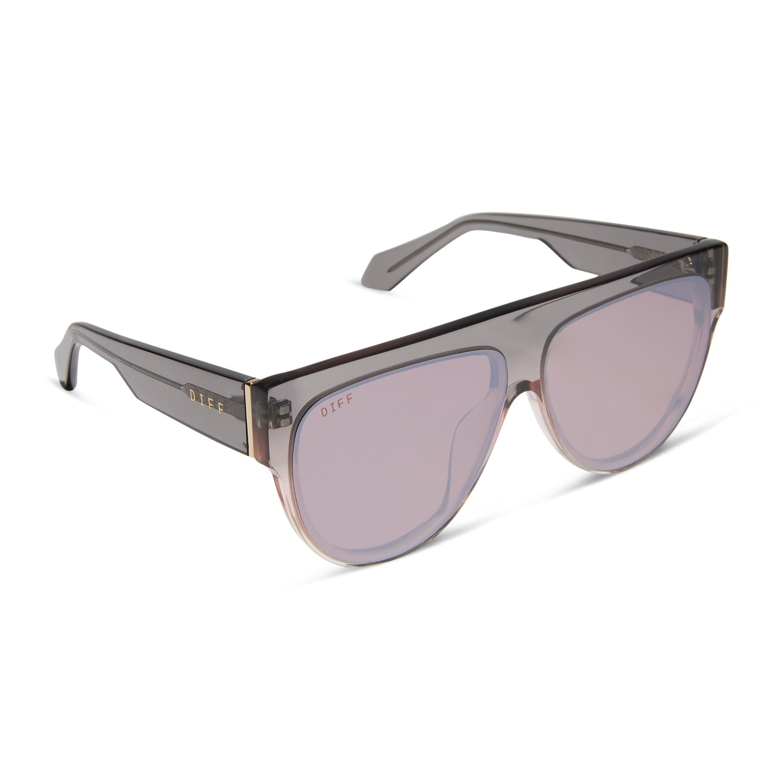 Womens | Georgie Sunglasses | Black Smoke | Vintage Rose Crystal Ombre/Mauve/Silver Flash Lenses