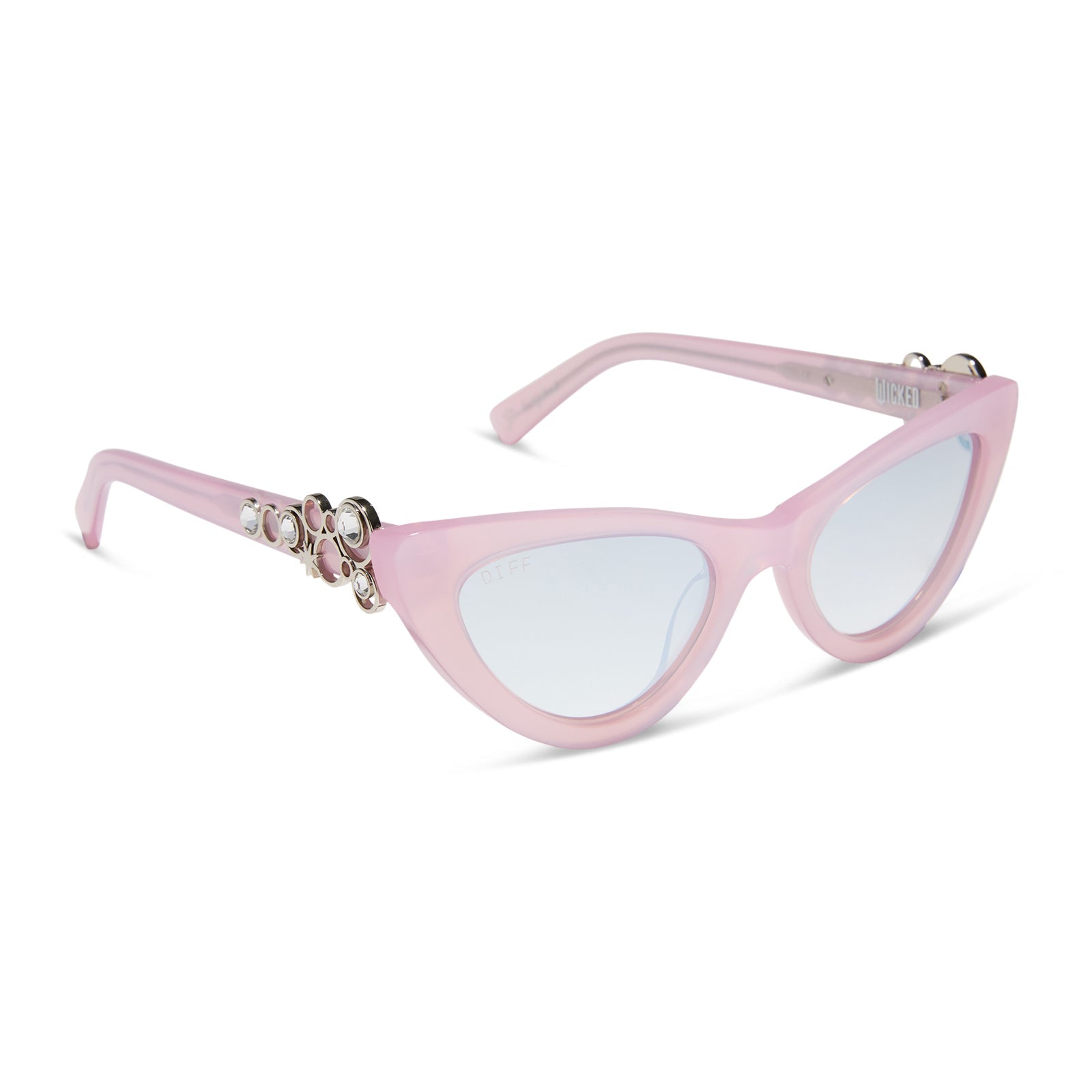 Womens | Glinda Upland For Good Sunglasses | Glassy Pink Crystal | Silver Flash Lenses