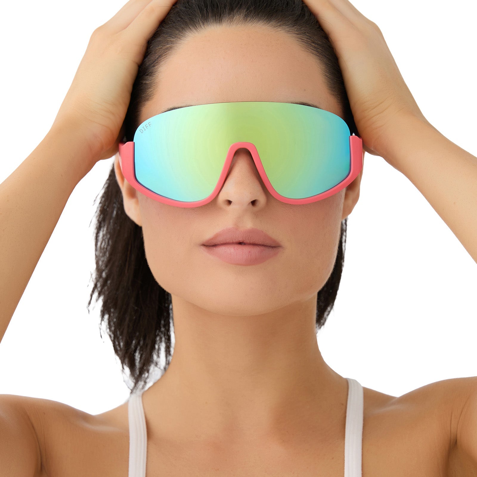 Unisex | Blazer Sunglasses | Coral | Turquoise Ice Polarized Lenses