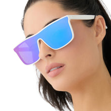 Unisex | Flash Sunglasses | Matte White | Purple Polarized Lenses