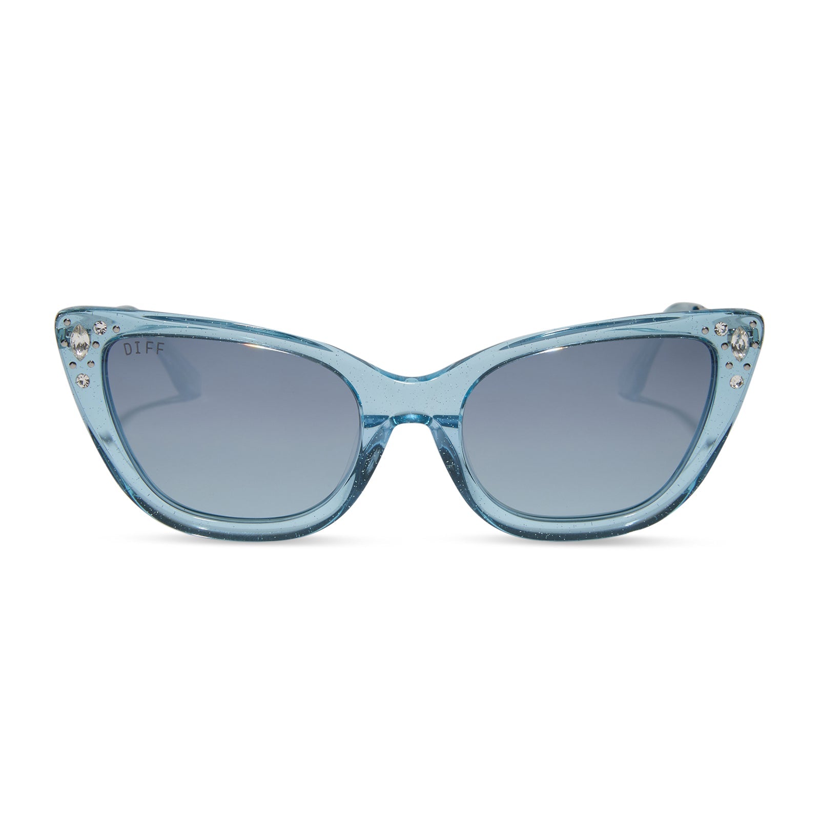 Womens | Cinderella Sunglasses | Blue Crystal Glitter | Blue Dust Gradient Polarized Lenses