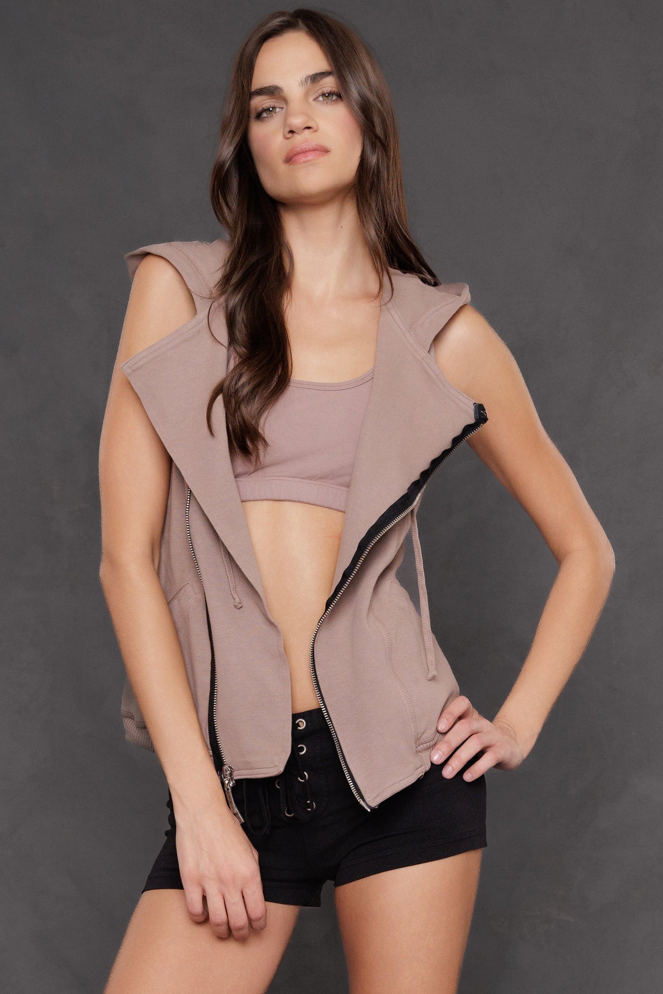 Women | Deluxe Motorcross Hoodie Vest | Woodsmoke