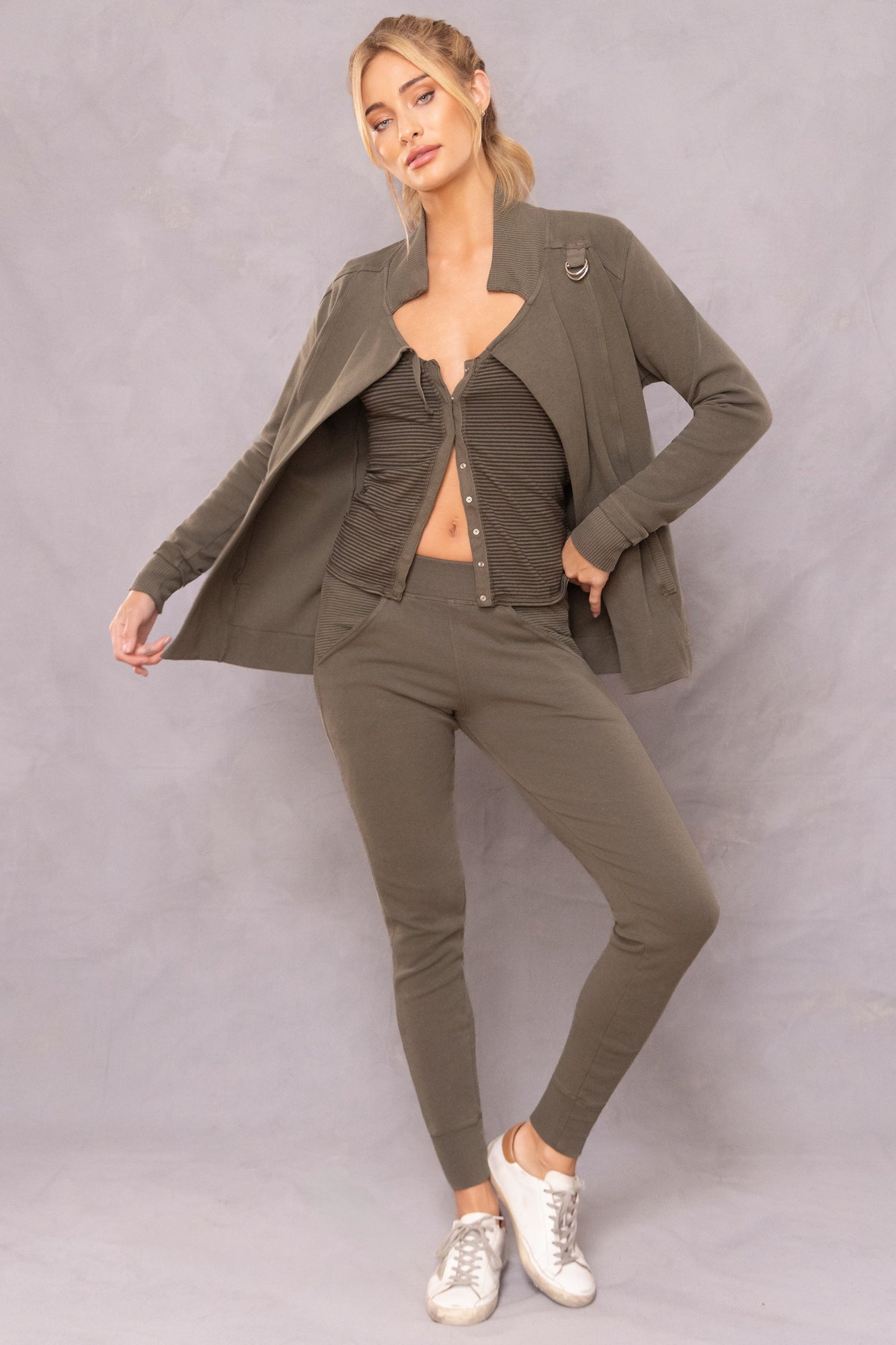 Women | Deluxe Carnaby Drape Coat | Olive