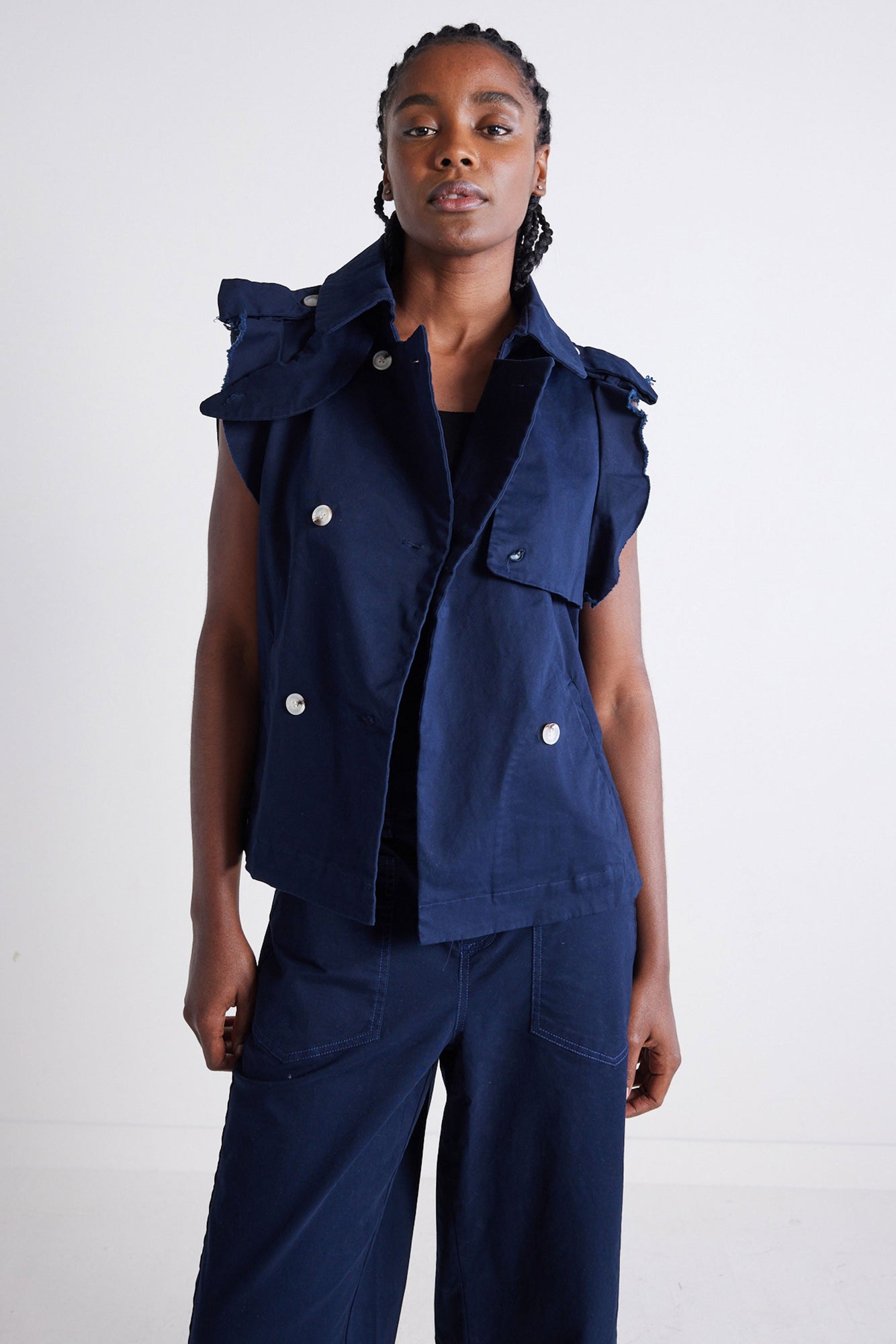 Double Down Twill Vest | Washed Navy