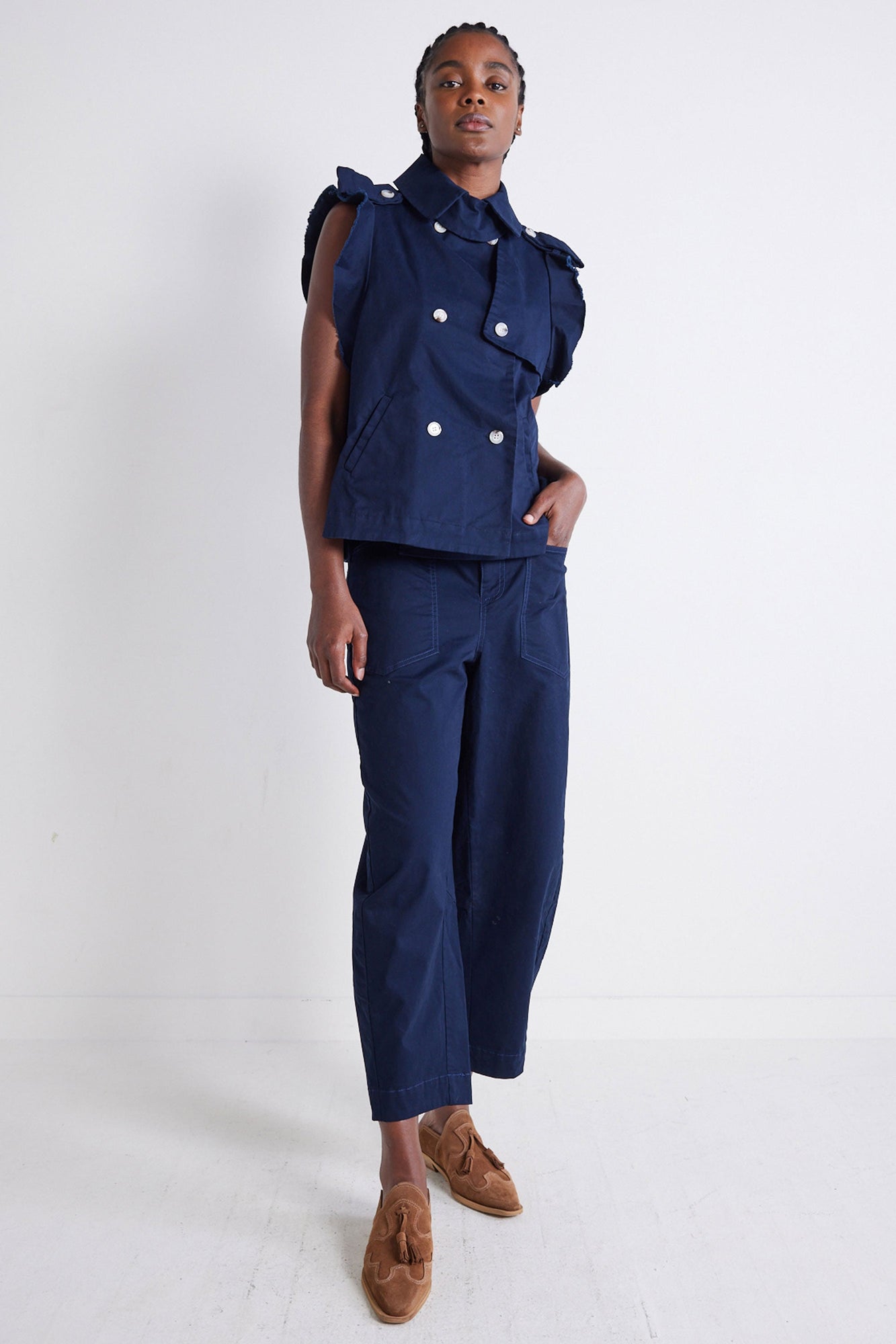 Double Down Twill Vest | Washed Navy