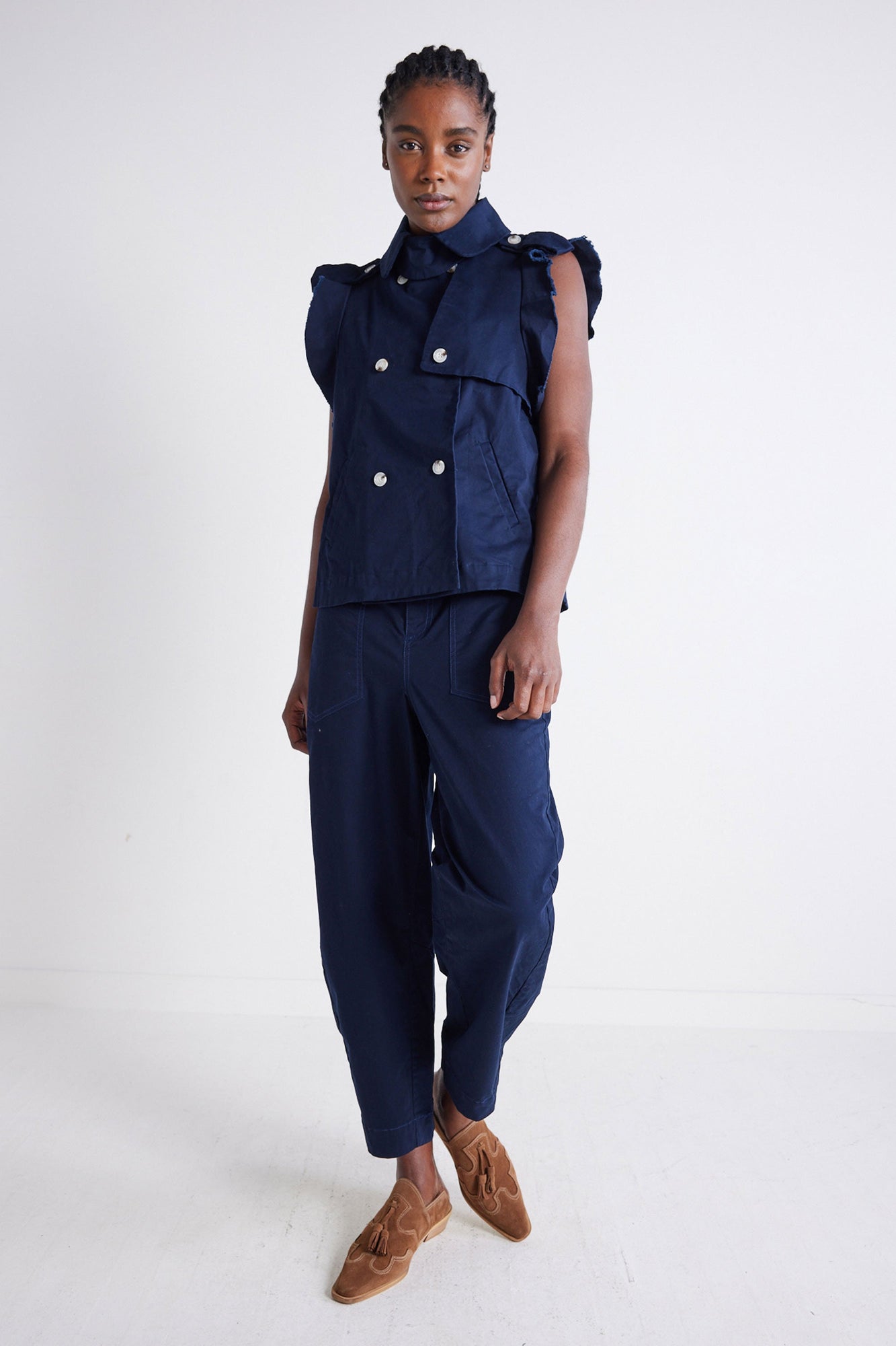 Double Down Twill Vest | Washed Navy