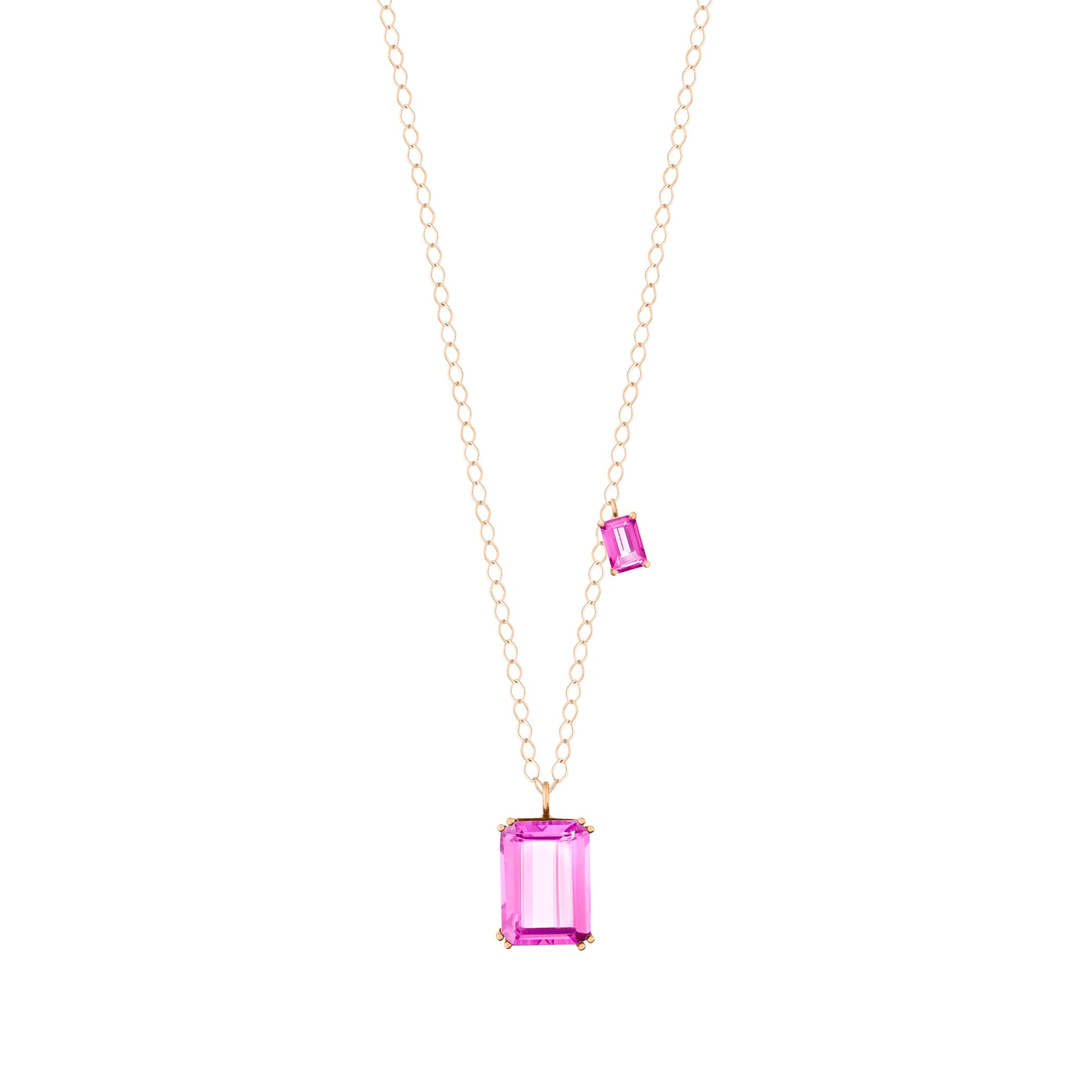Duo Cocktail Pink Topaz Necklace | 18K Rose Gold