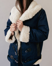 Denim Sherpa Coat | Raw Denim/Ecru
