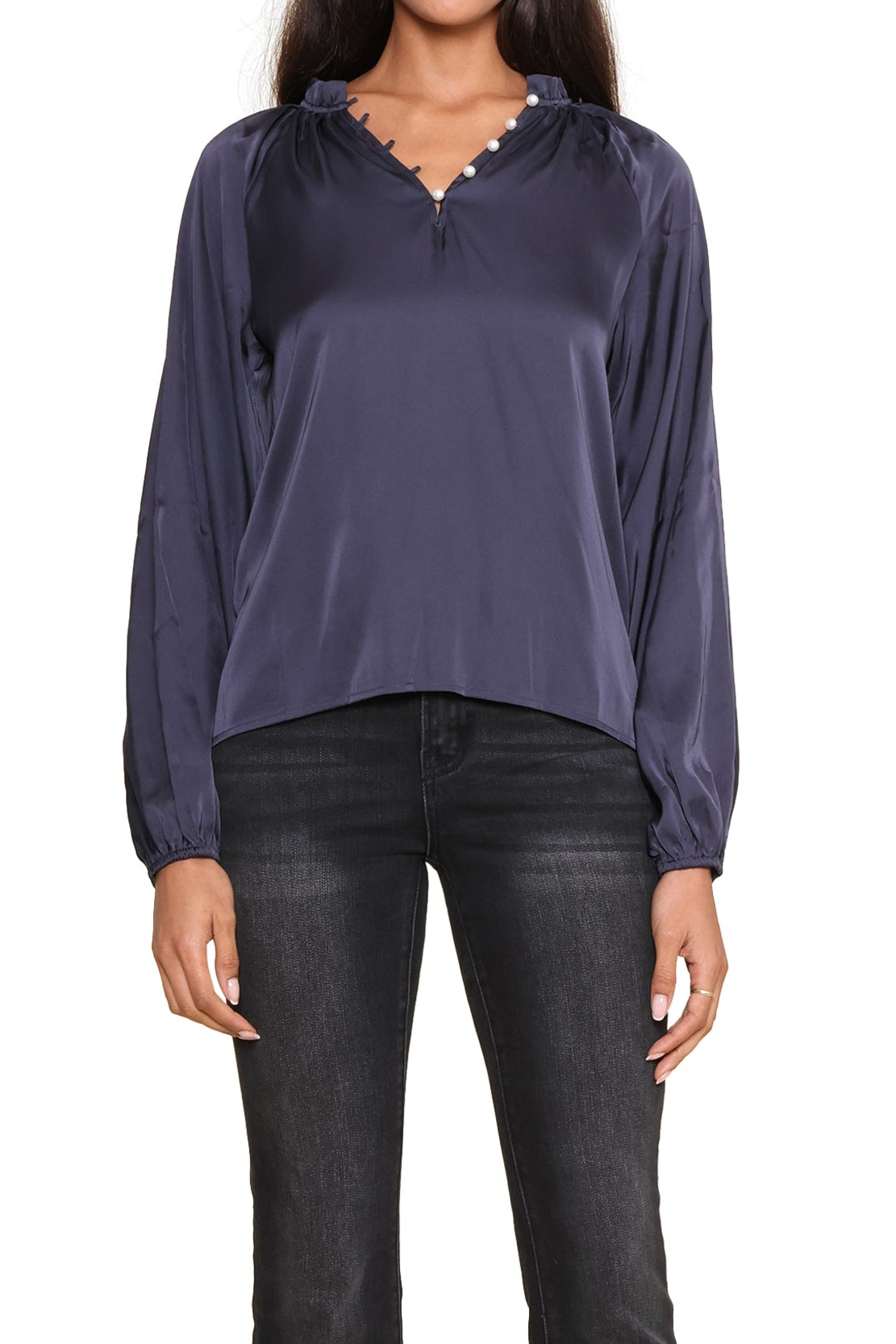 Robertson + Rodeo | Vivi Long Sleeve Satin Top | Blue