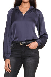 Robertson + Rodeo | Vivi Long Sleeve Satin Top | Blue