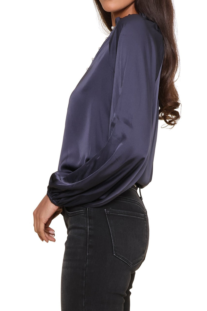 Robertson + Rodeo | Vivi Long Sleeve Satin Top | Blue