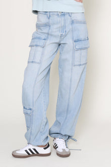 Hidden | Blue Wash Cargo Denim Jogger | Blue