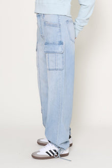 Hidden | Blue Wash Cargo Denim Jogger | Blue