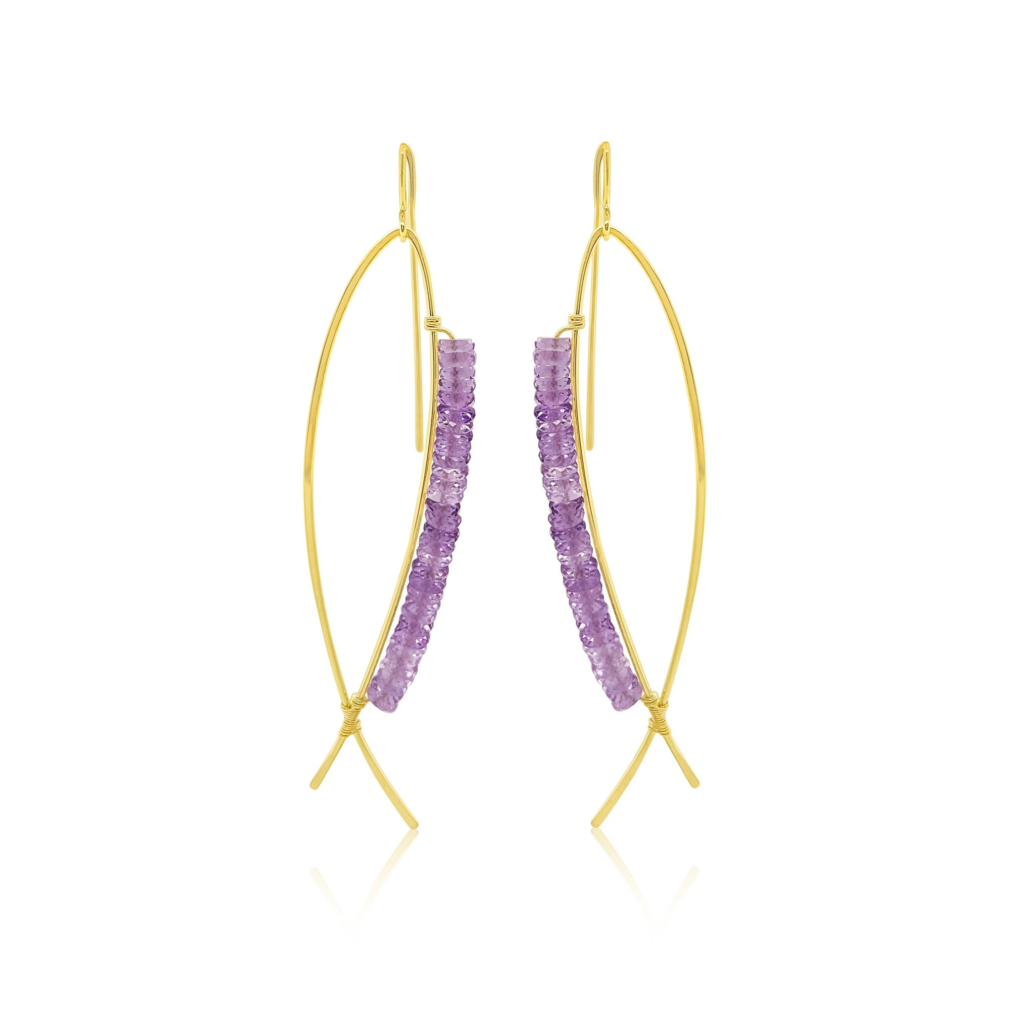 14kt Yellow Gold Purple Amethyst Earrings | Yellow Gold