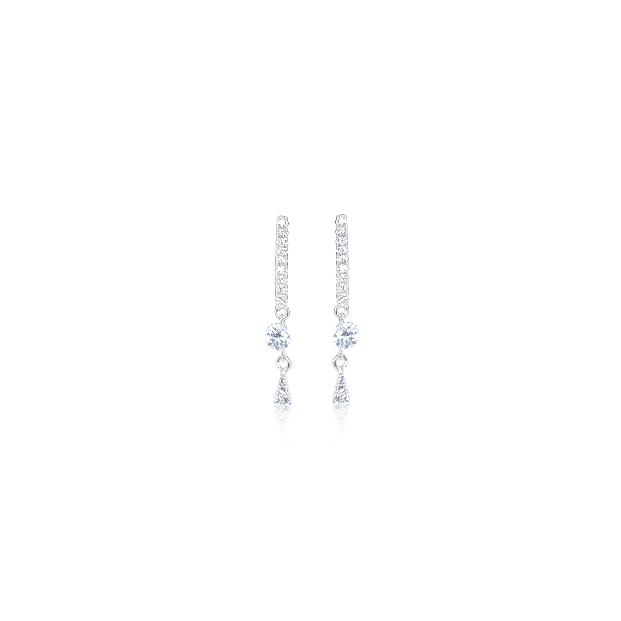 White Gold Bar Drilled Diamond Studs | White Gold