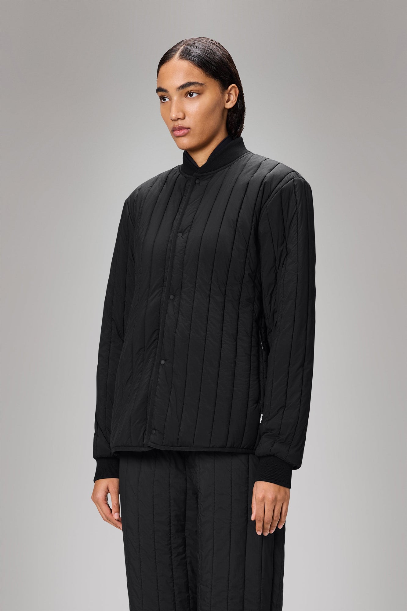 RAINS Banja Liner Bomber Jacket Black Overshirt