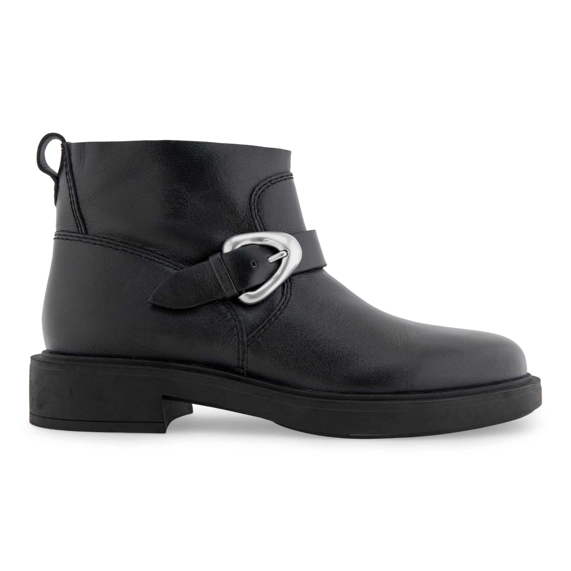 Gill Bootie Low Block Heel | Black Burn Leather
