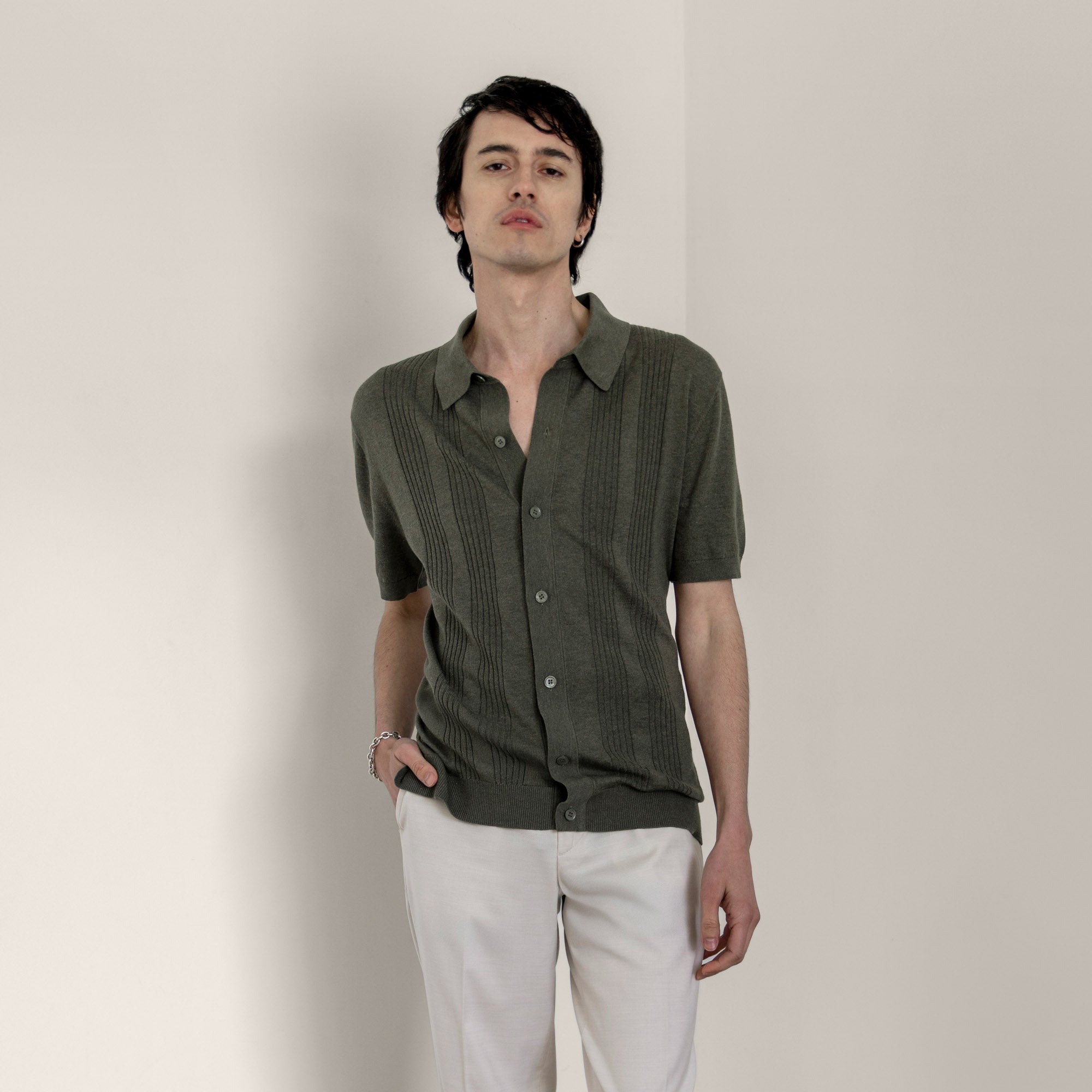 Mens | Pierre Featherlight Button Down | Vetiver