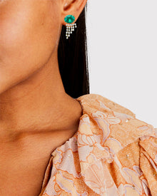 Yellow Gold Natural Diamond And Lab Emerald Earrings | Yellow Gold