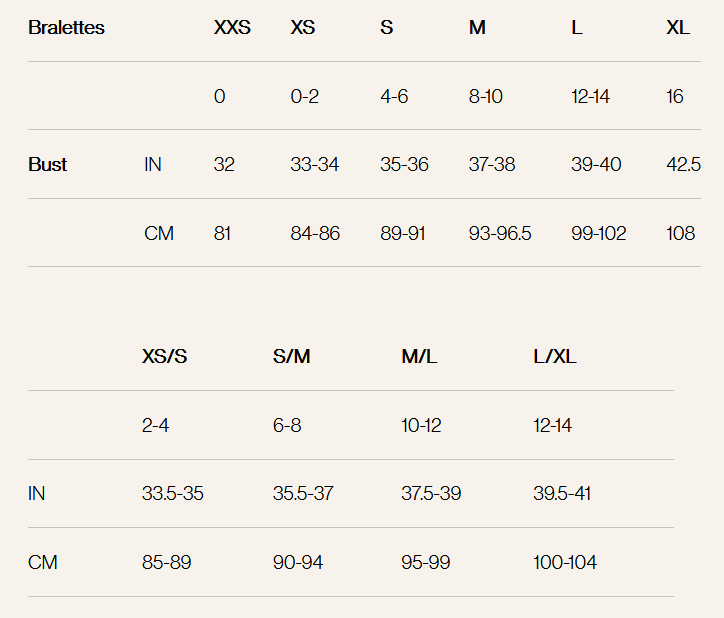 Product size guide