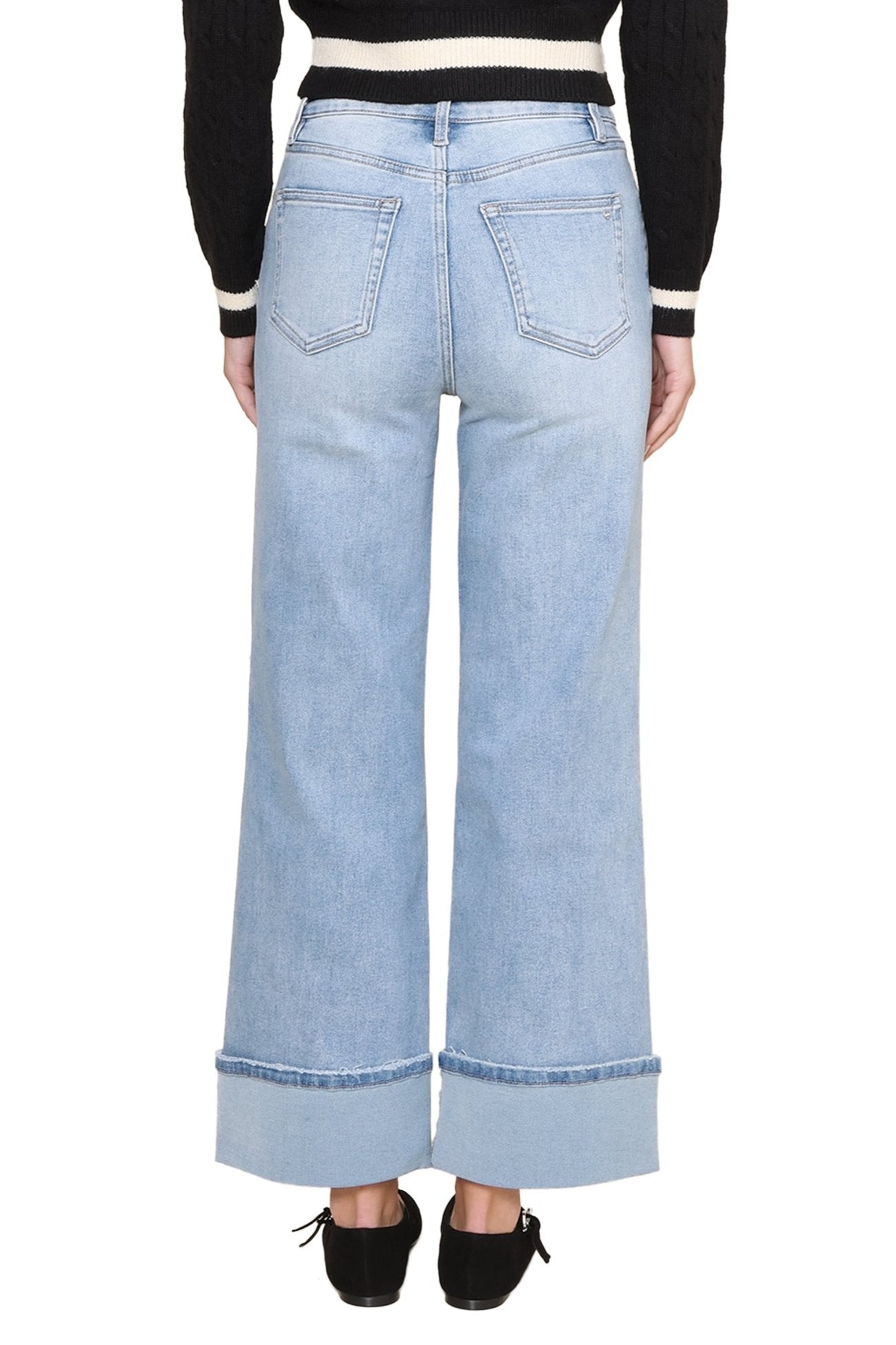 Mica Blue | High Rise Wide Leg with Cuff- Capri Blue | Blue