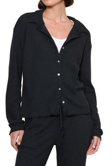 Jac Parker | Lazy Day Waffle Button Down | Black