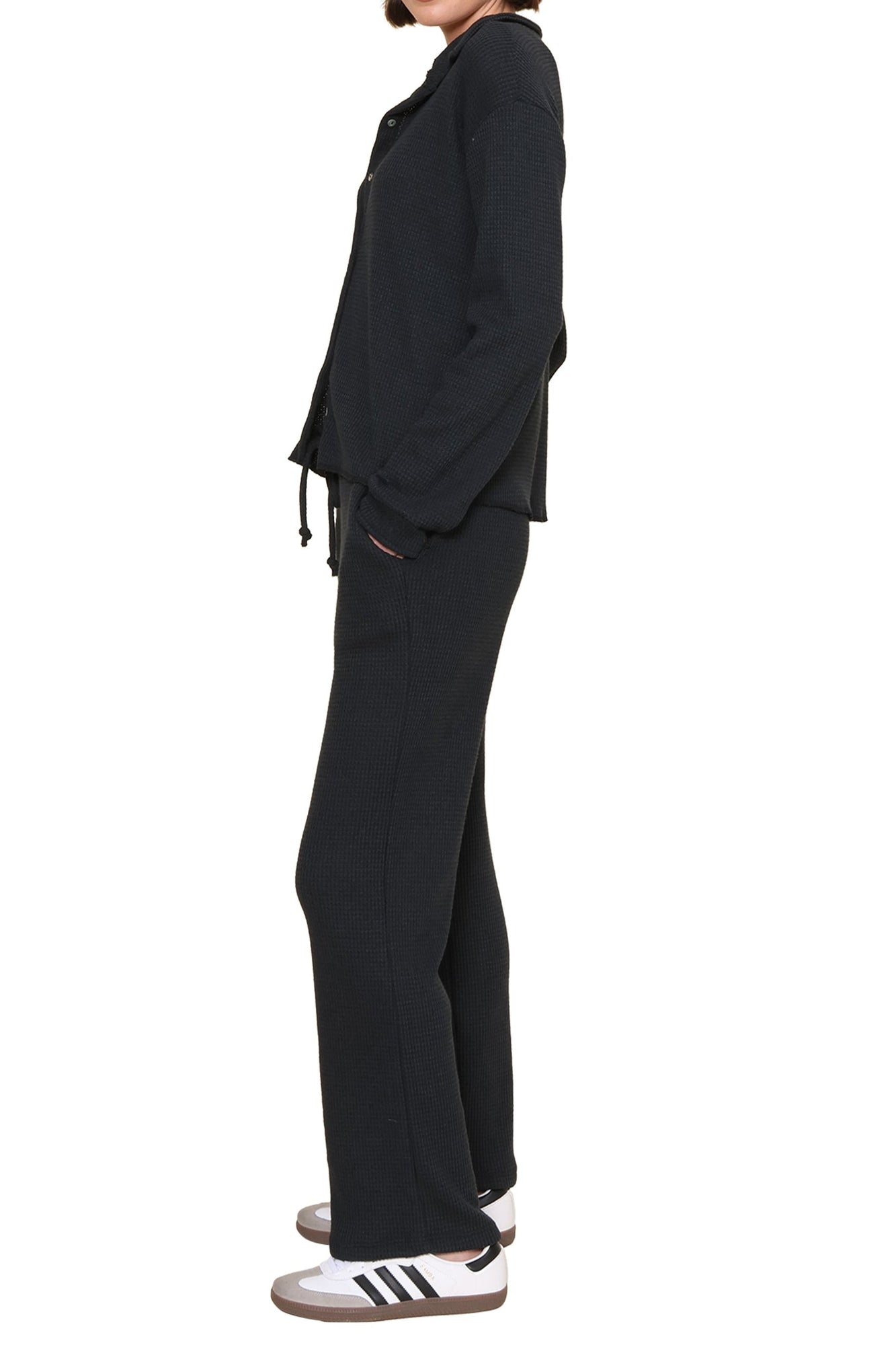 Jac Parker | Lazy Day Waffle Button Down | Black