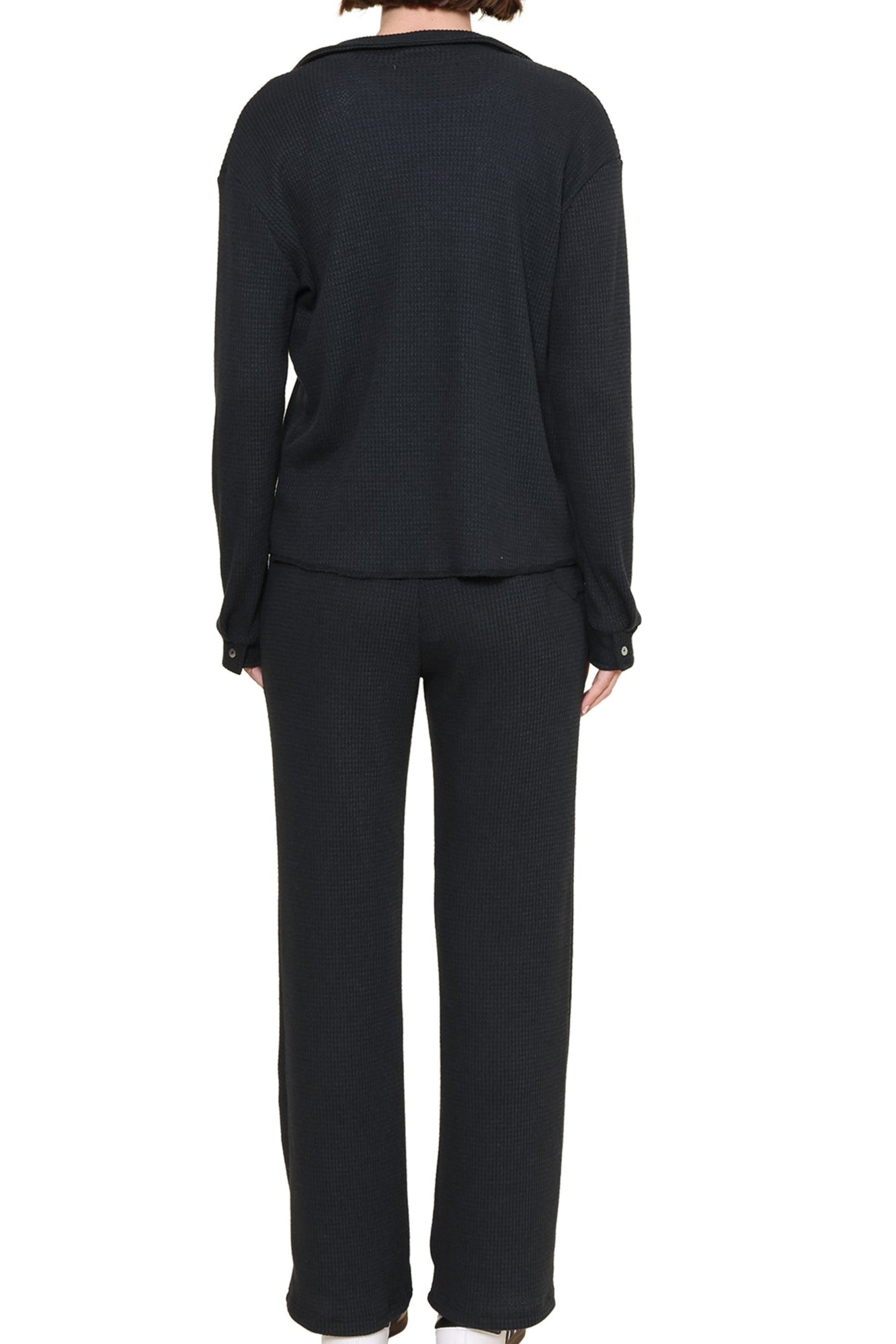 Jac Parker | Lazy Day Waffle Button Down | Black